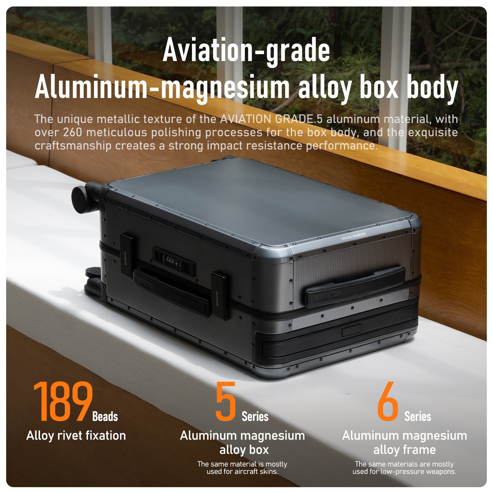 Roaming All Aluminum zipperless luggage Grey