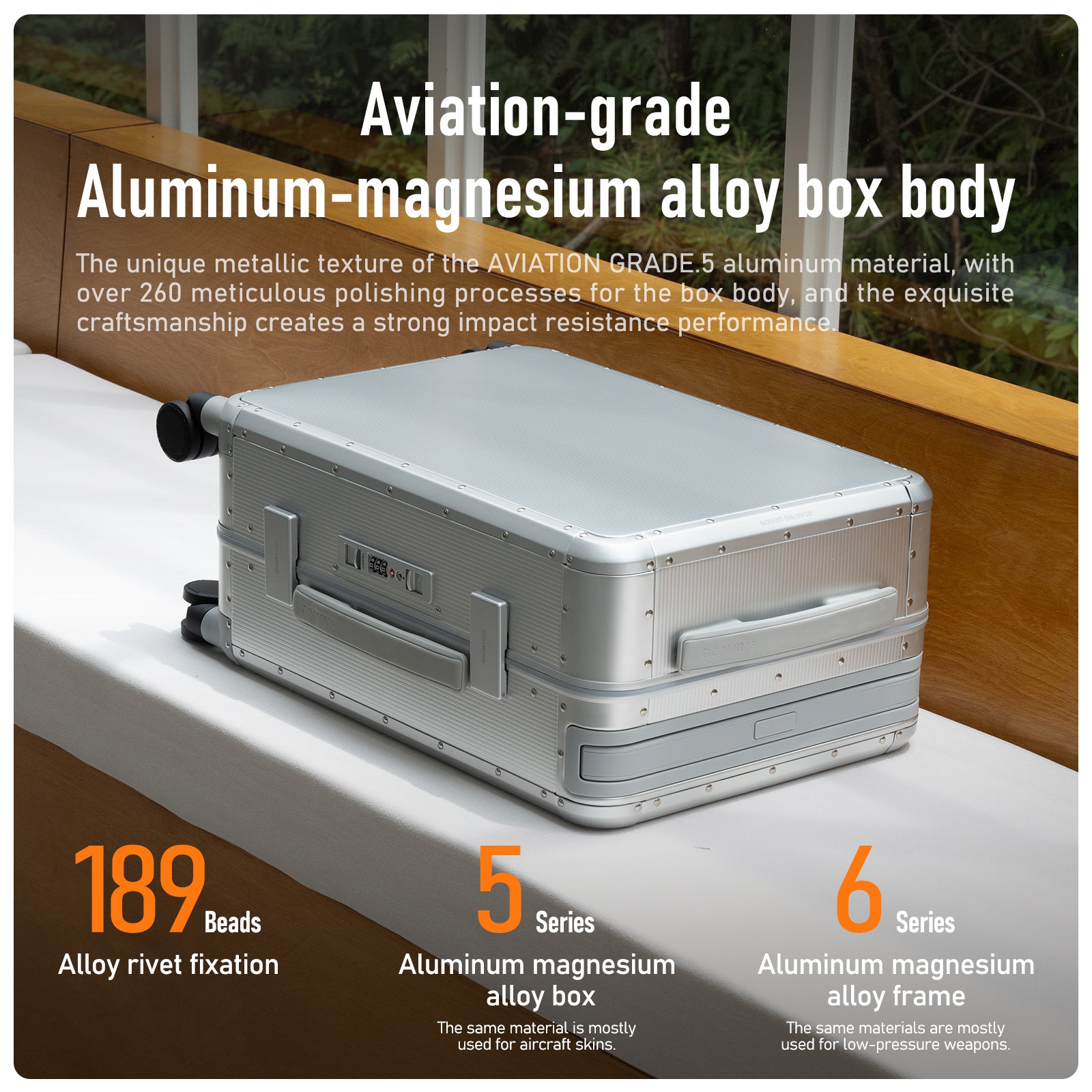 Roaming All Aluminum zipperless luggage Silver