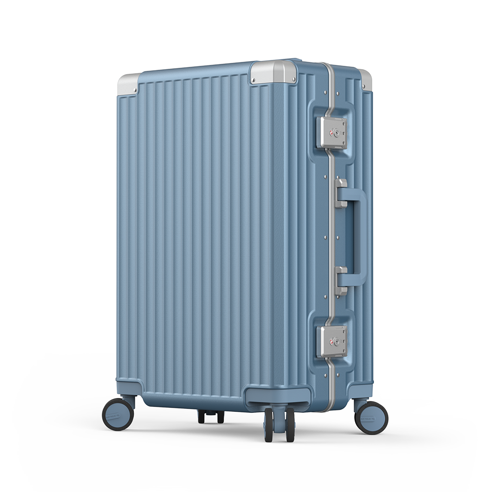 Roaming Aluminum Frame zipperless luggage blue