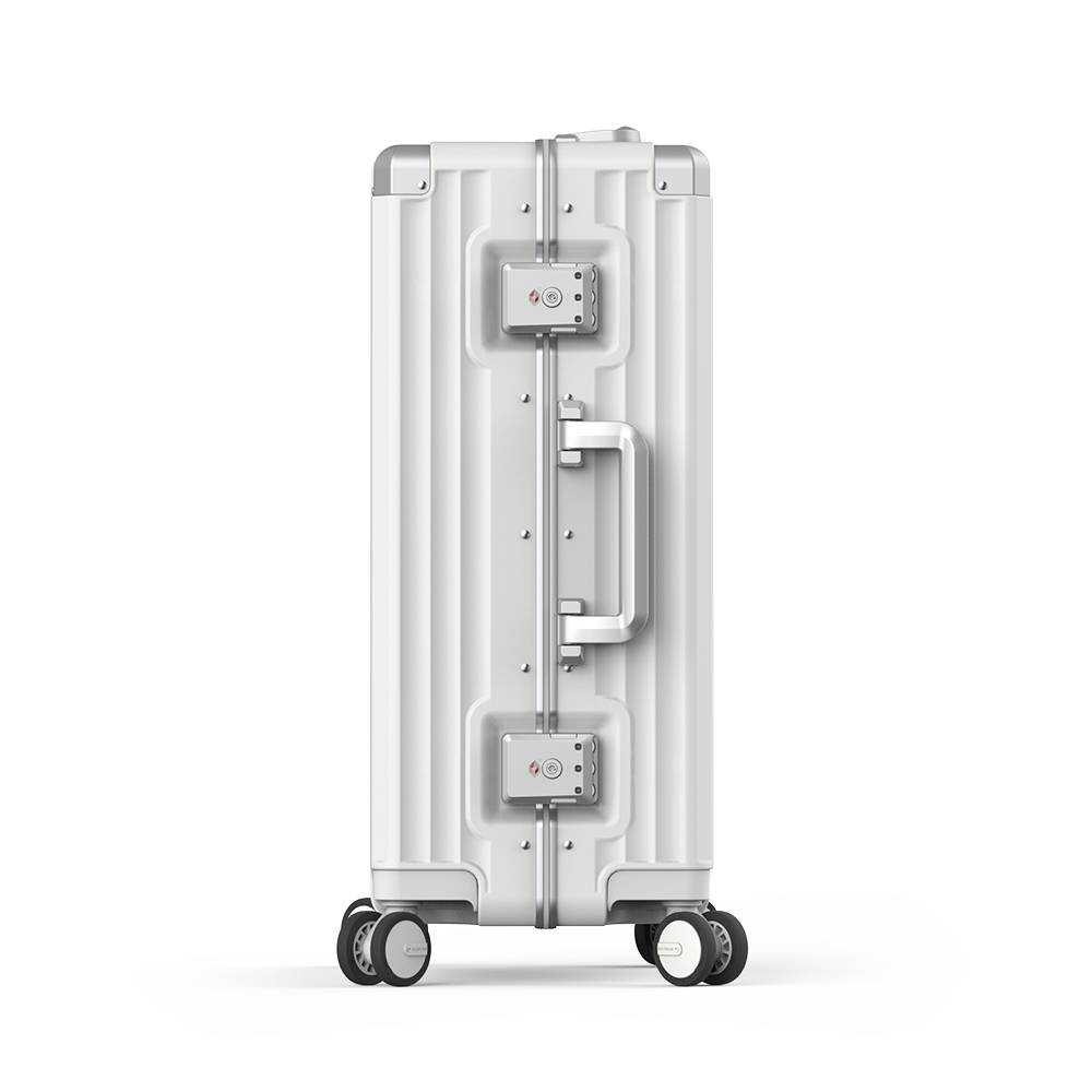 Roaming Aluminum Frame zipperless luggage white