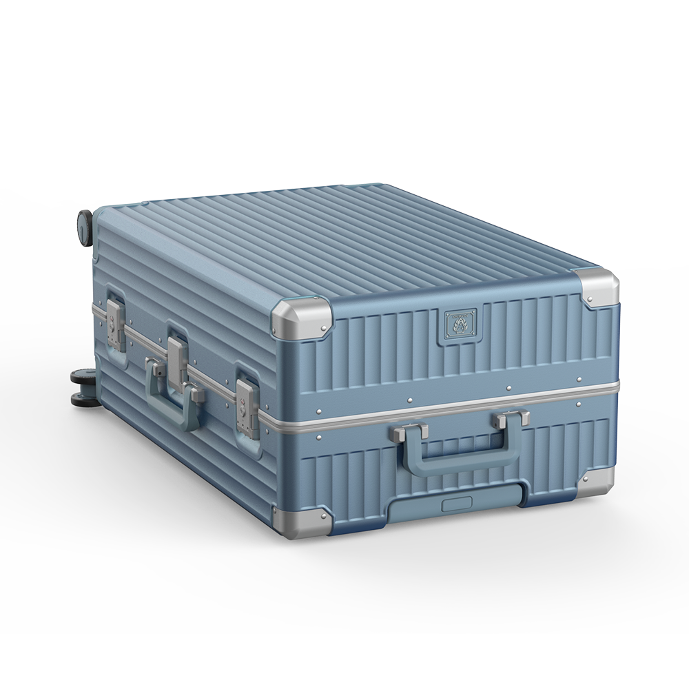 Roaming Aluminum Frame zipperless luggage blue