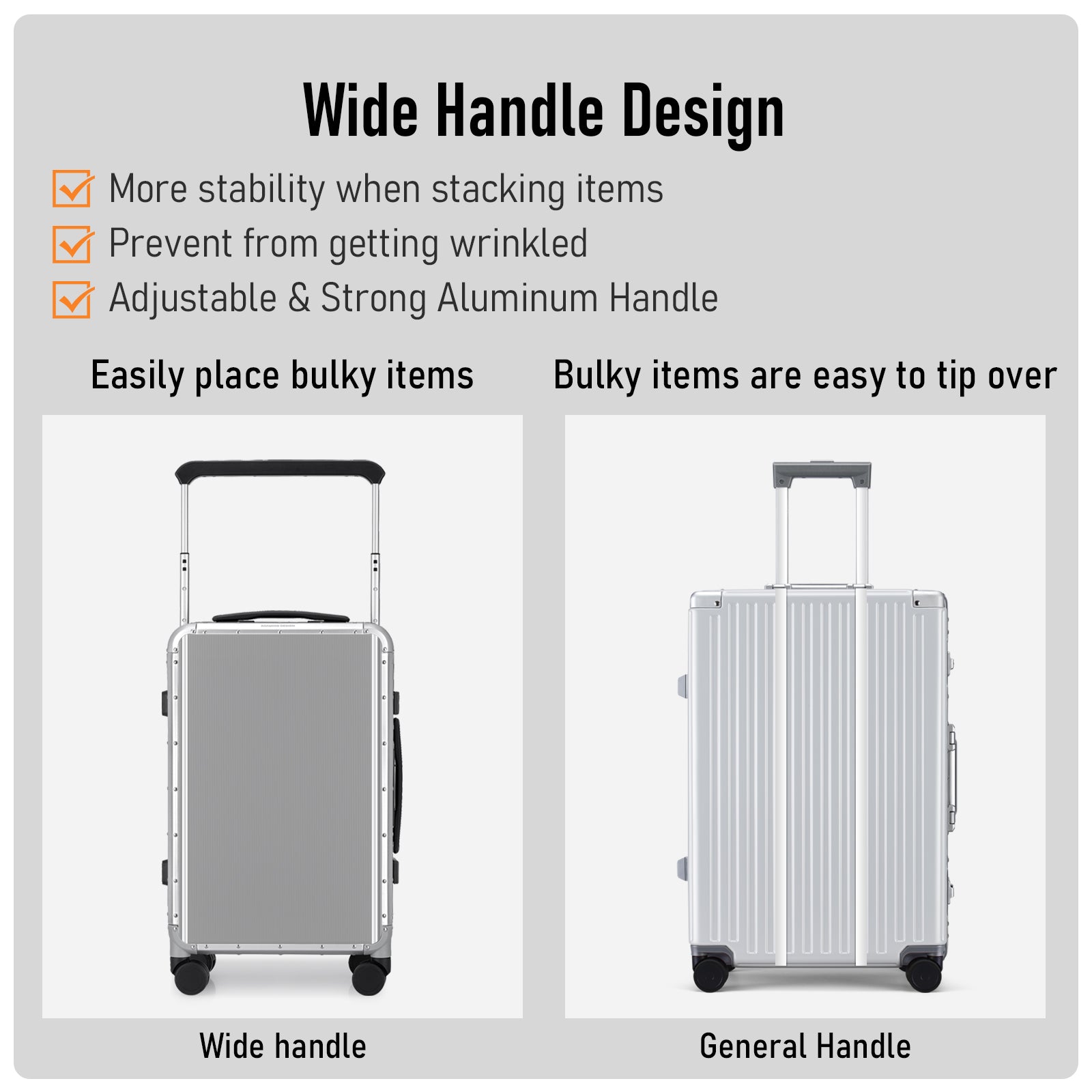 Roaming All Aluminum zipperless luggage Silver black